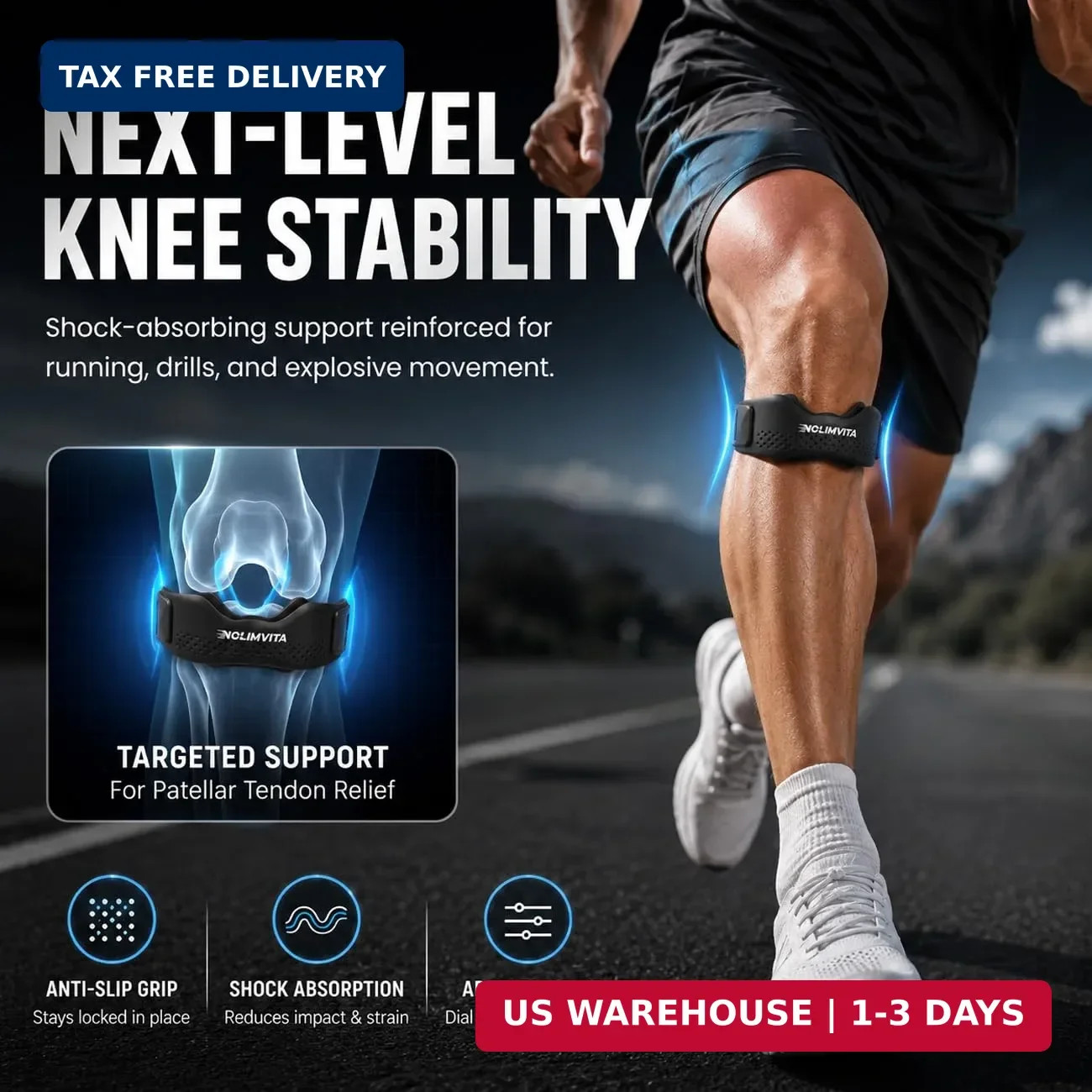 Patellar Tendon Support Strap 2 Pack, Knee Brace for Women & Men, Knee Strap wit