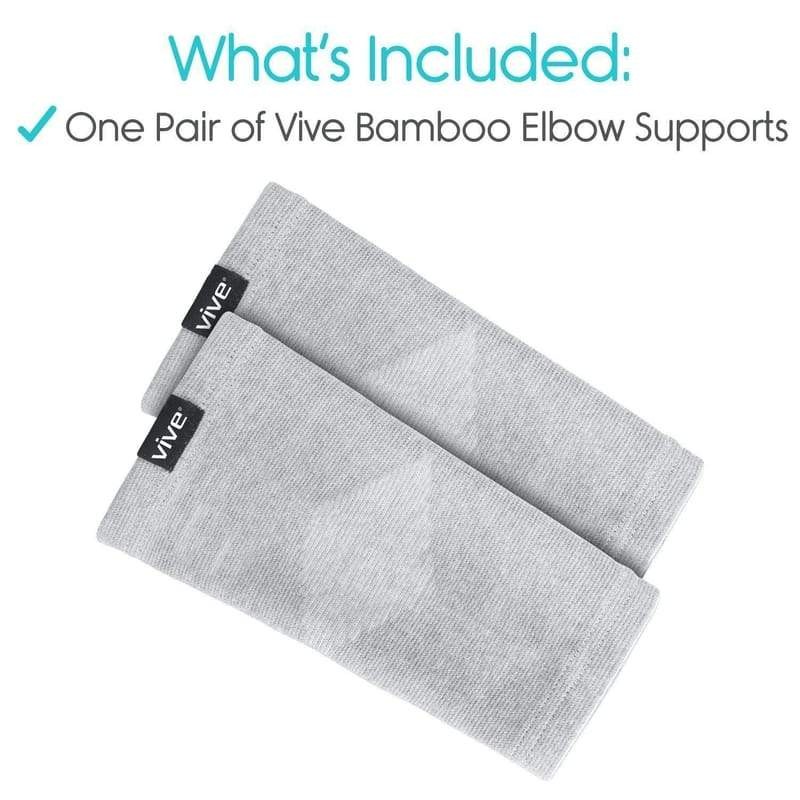 VIVE Elbow Sleeve (Pair) – Bamboo Charcoal Compression Support Brace (Gray) Smal