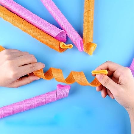 18Pcs Magic Hair Curlers, Portable for Home Travel (Orange)