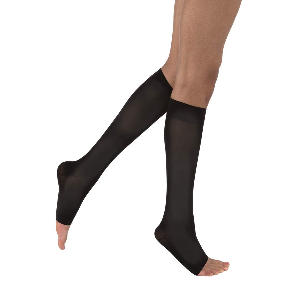 Jobst Opaque Knee-High, Open Toe, 20-30mmHg (Size: S) Classic Black