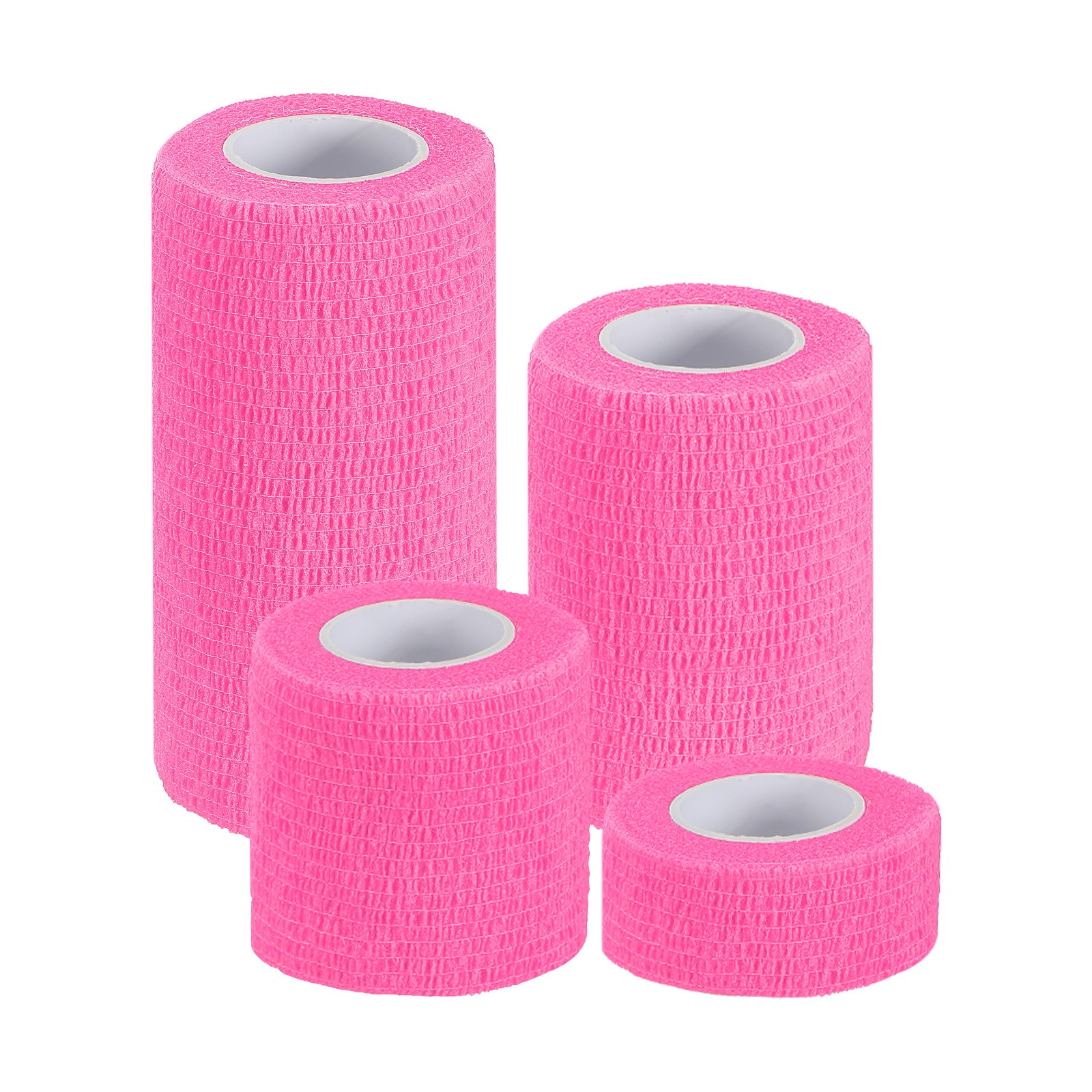 1″/2″/3″/4″ 4 Pcs 5 Yard Self Adhesive Bandage Wrap Self Tape Bright Pink