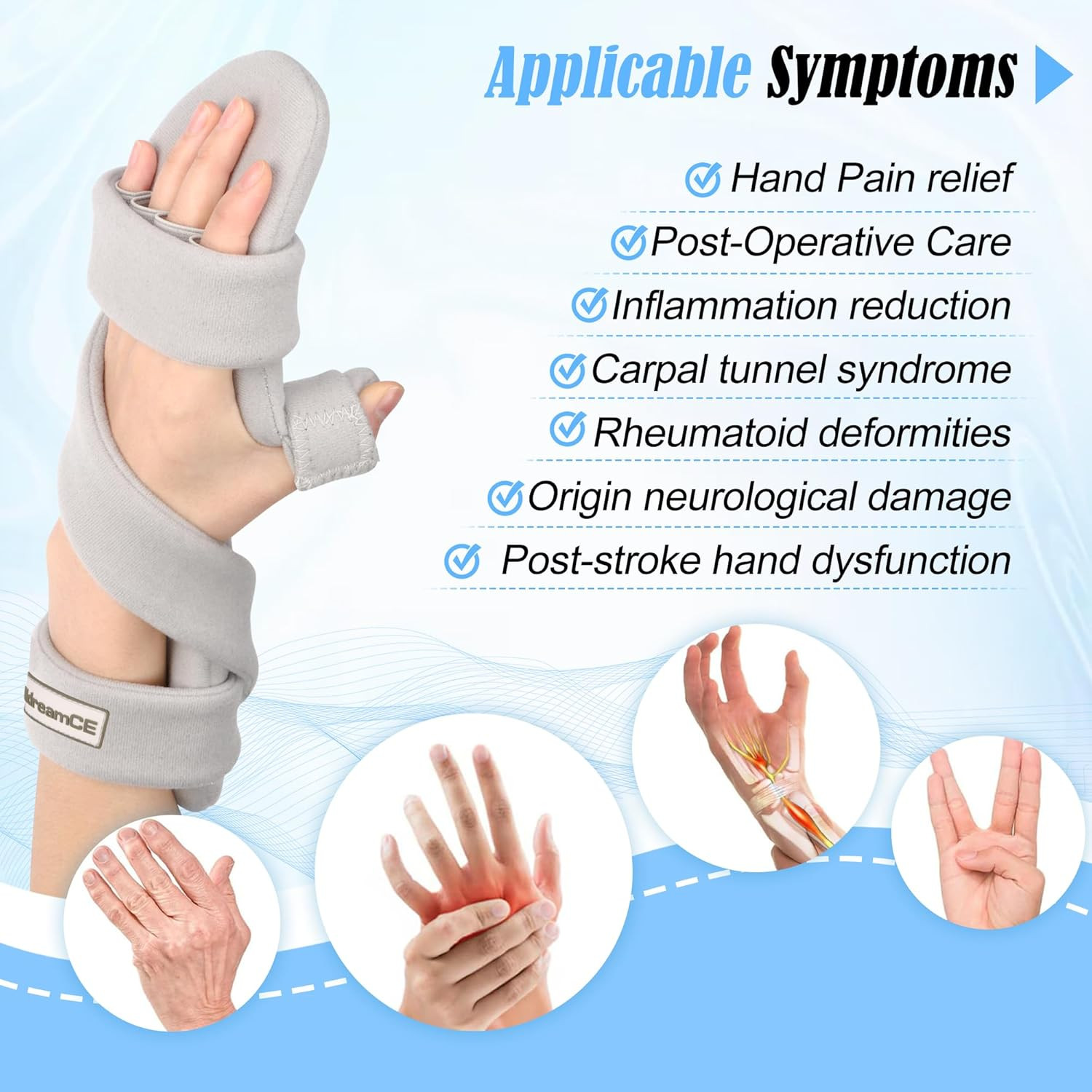 Resting Hand Splints for Straightening Fingers,Carpal Tunnel Wrist Brace Night I