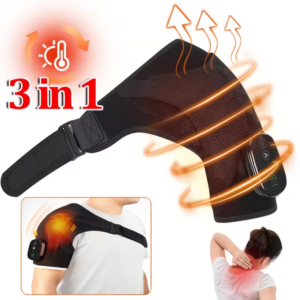 Heated Shoulder Brace Massage Rotator Cuff Support Compression Wrap Rechargeable