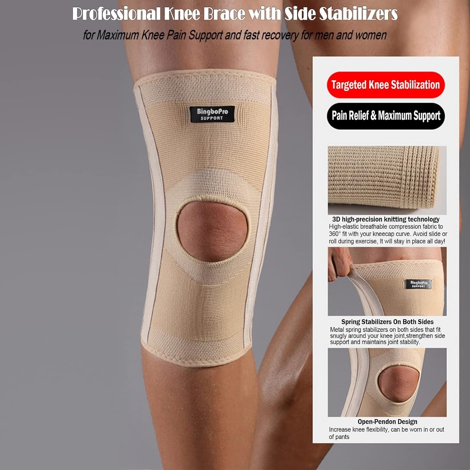 Knee Sleeve Compression Brace Support for Sport Gym Joint Pain Arthritis Relief