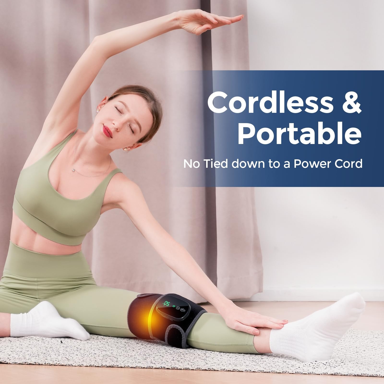 Cordless Heated Knee Massager, 3~in~1 Vibration Pad, Auto~Off, 2 Pack