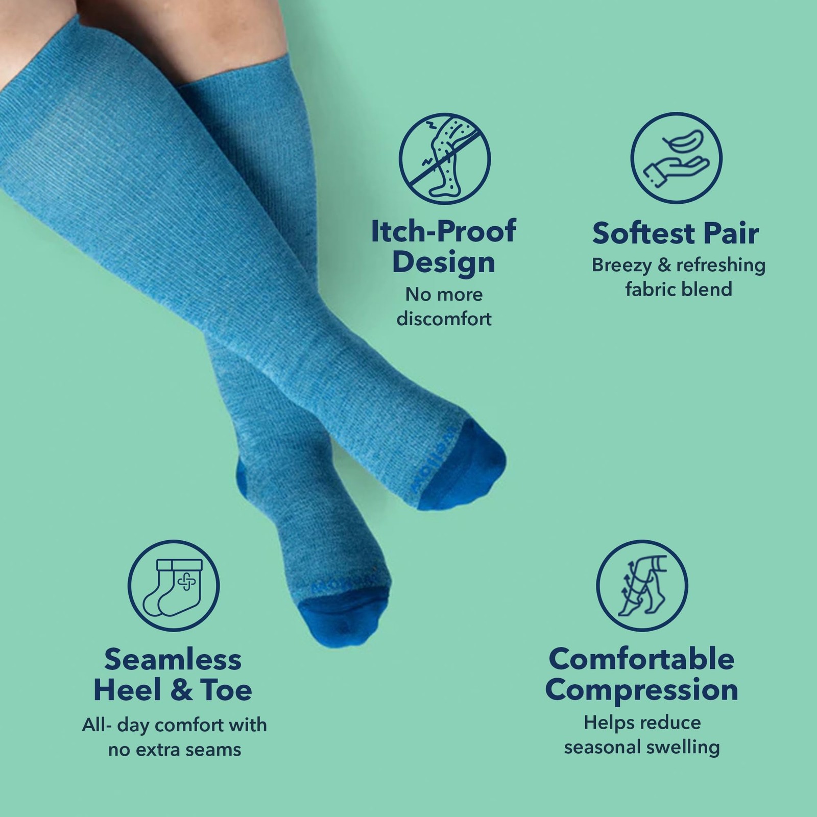 Wide Calf Compression Socks Knee High Support Men Women 18-25 mmHg Bamboo