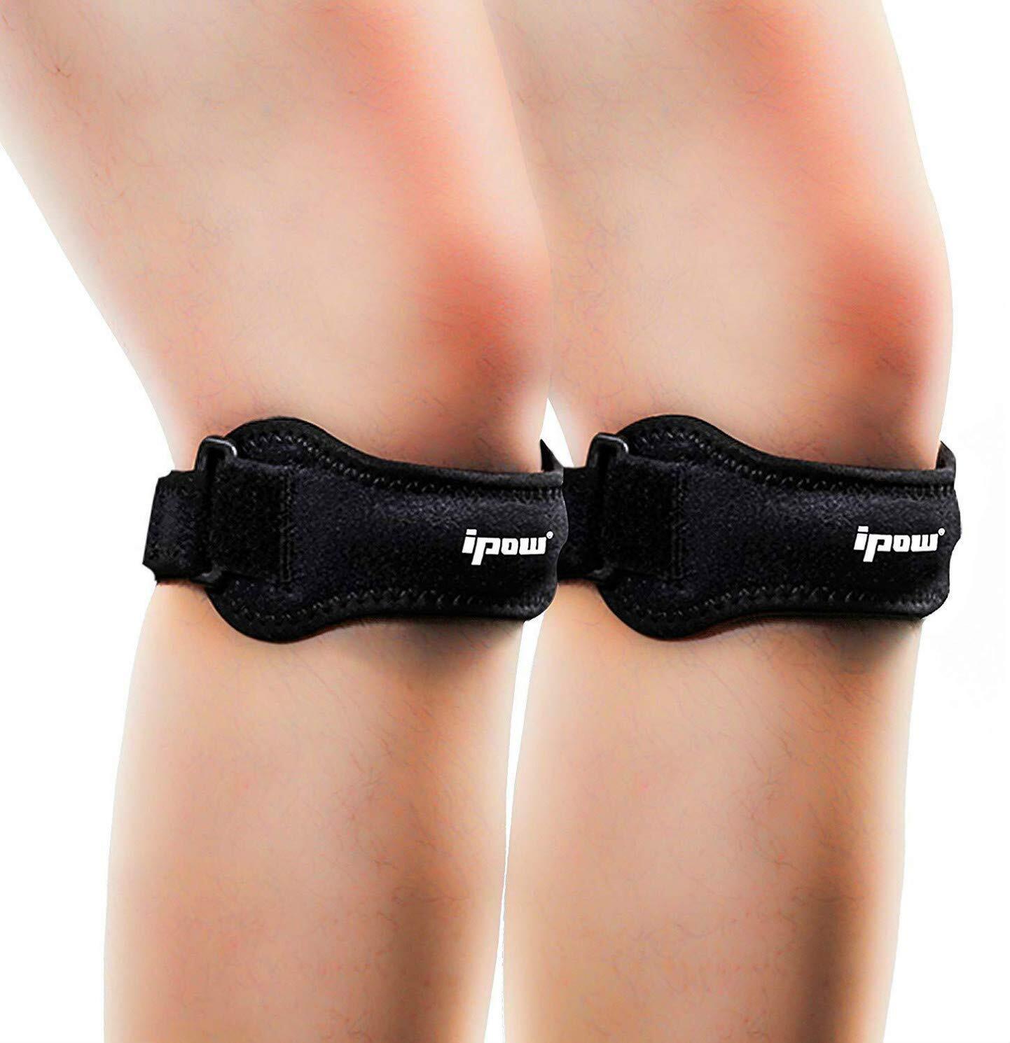2 Pack Knee Pain Relief & Patella Stabilizer Knee Strap Brace Support, Black
