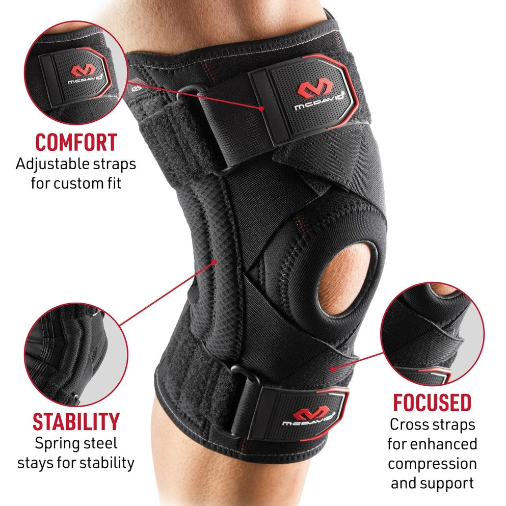 McDavid 425 Level 2 Knee Brace Support with Side Stays, Black, (Size: XL)