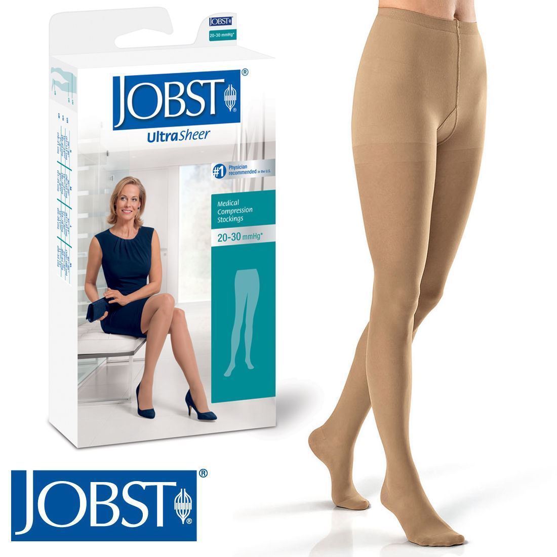 Jobst Womens UltraSheer Compression Pantyhose 20-30 mmhg Supports Stockings