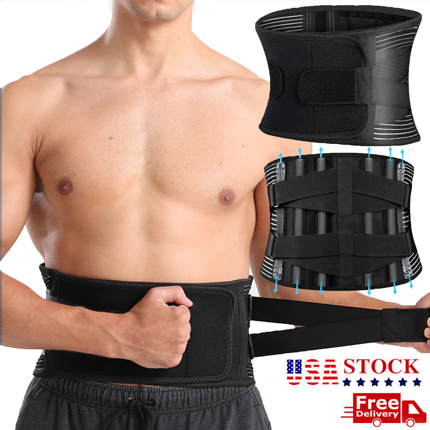 Men Women Back Brace for Lower Back Pain Relief Lumbar Support Belt Sciatica US