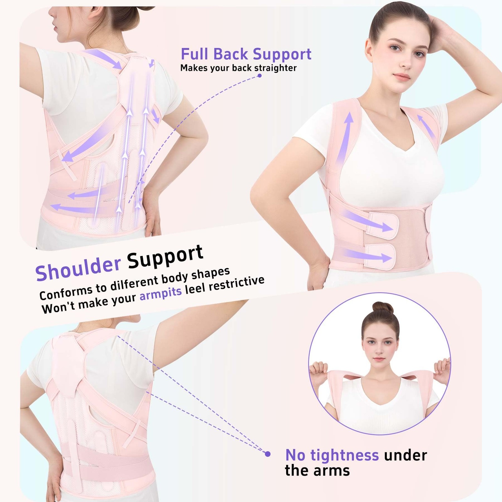 Back Brace Posture Corrector for Men and Women, Full Back Support with Adjust…