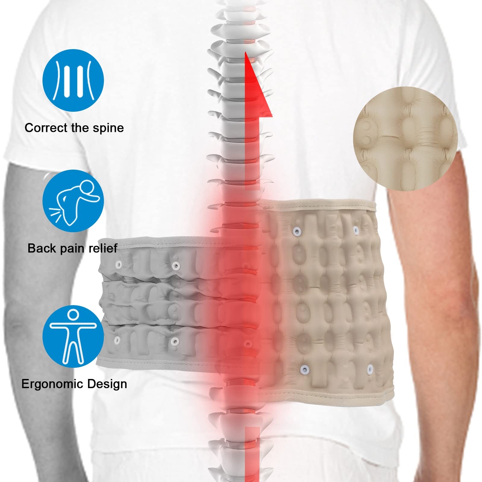 GINEKOO Decompression Belt – Inflatable Spinal Traction Brace for Lumbar Supp…