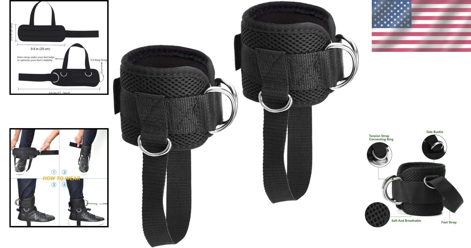 Lightweight Ankle Protectors with D-Ring Attachments – Enhance Workout Stability