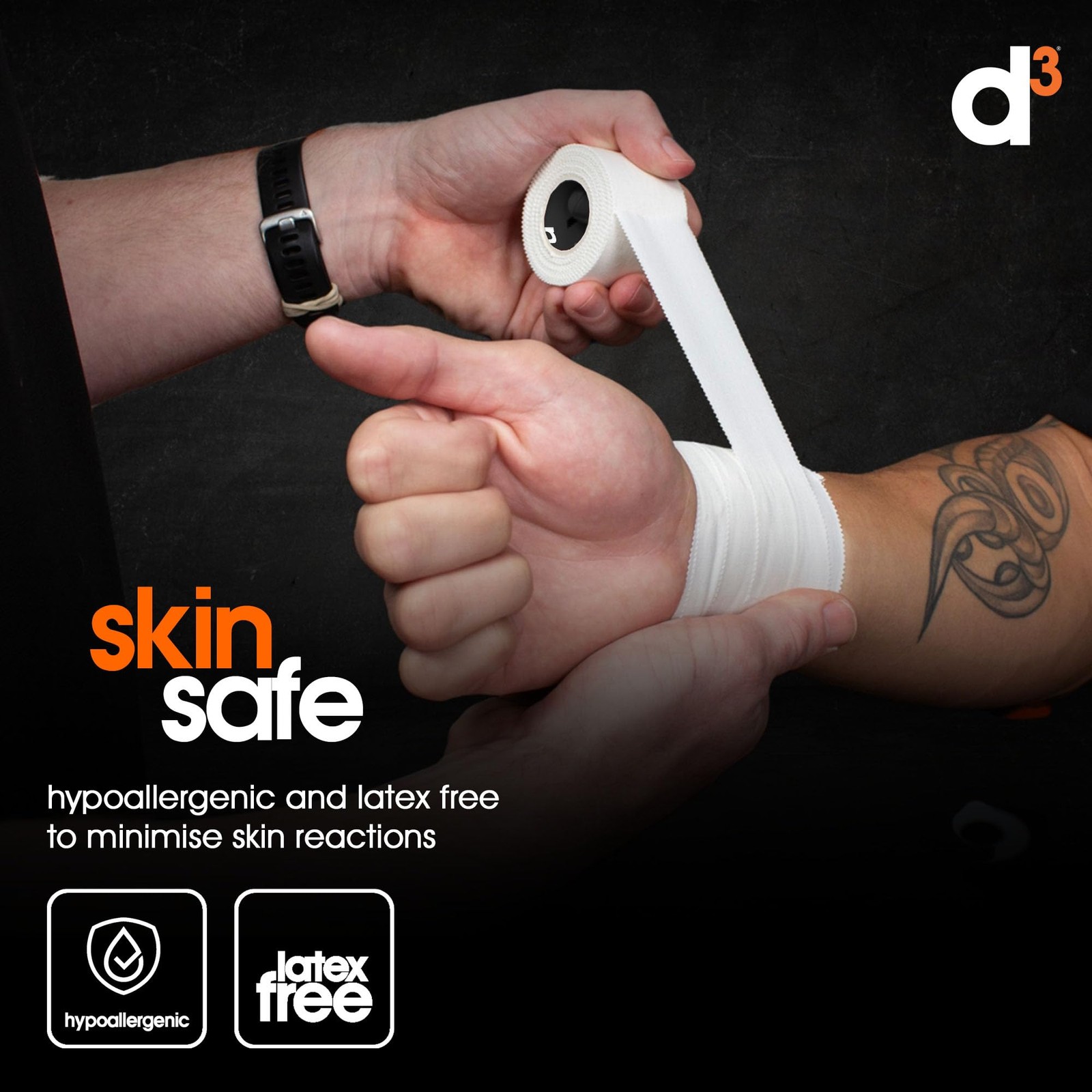 D3 Athletic Sports Tape White 1.5 X 15Yds – 32 Rolls Bulk Hand Tearable Zinc