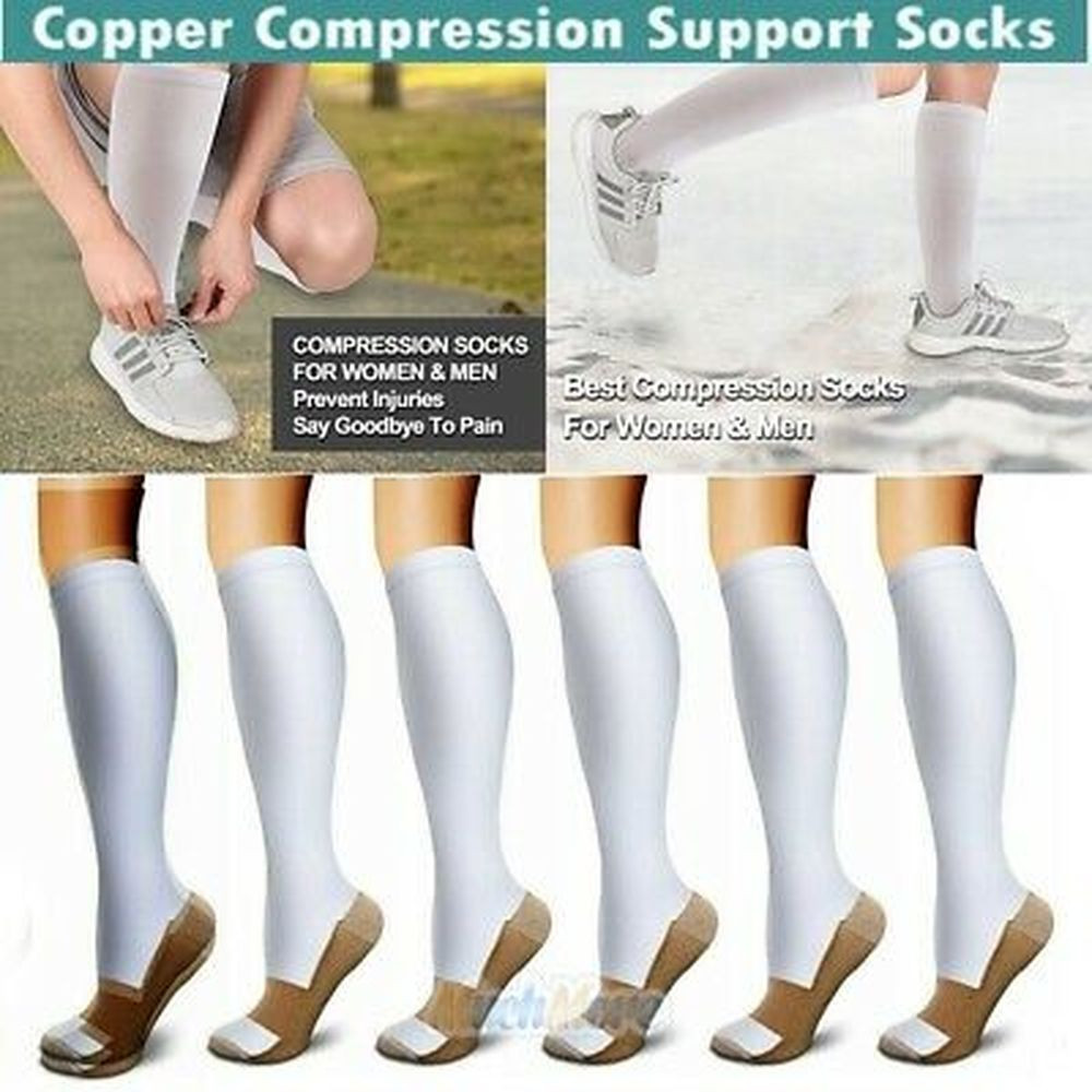 Solid Color Knee High Compression Socks 20-30mmHg for Women and Men Sock 3 pairs