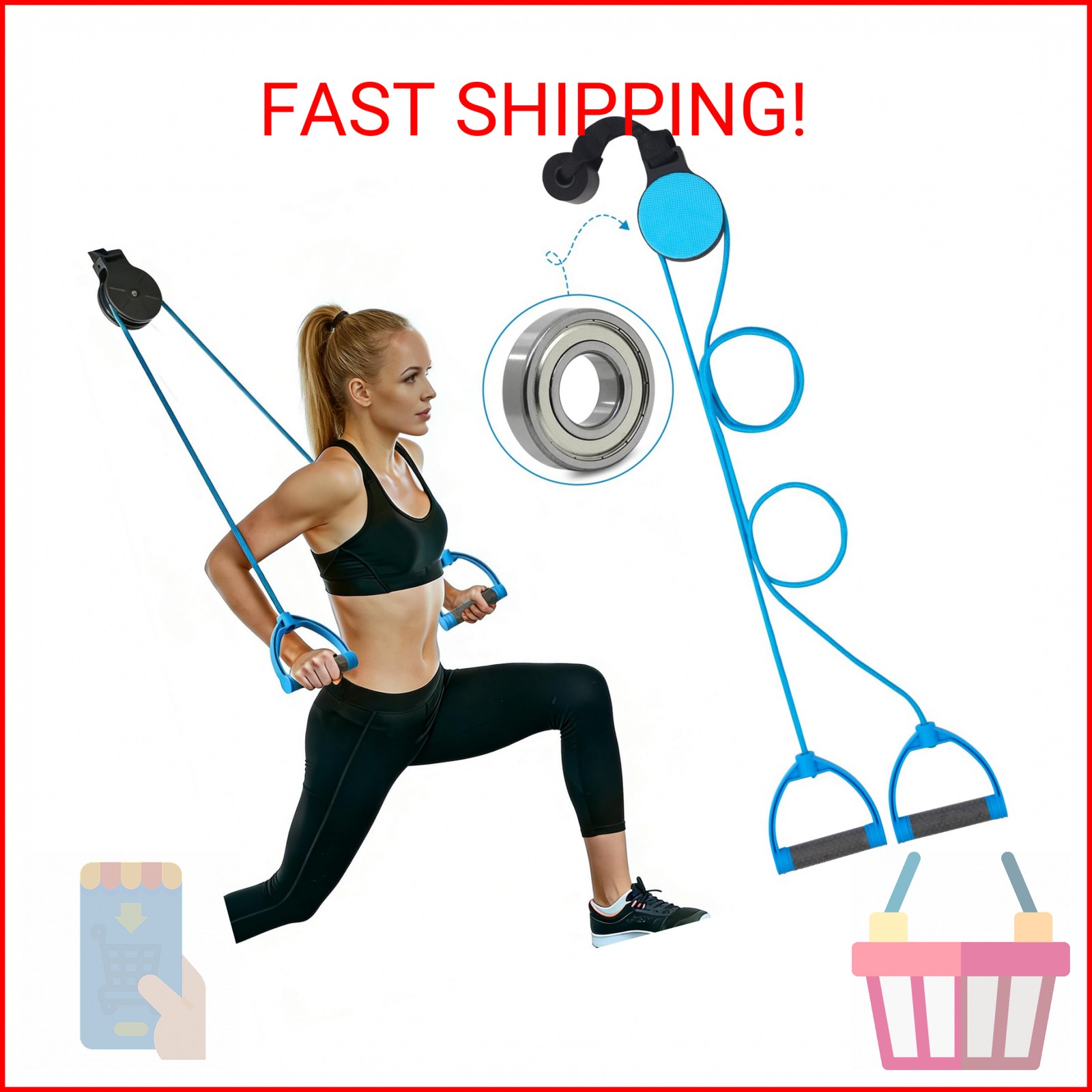 Shoulder Pulley for Physical Therapy, Quiet & Noiseless Over Door Shoulder Rehab