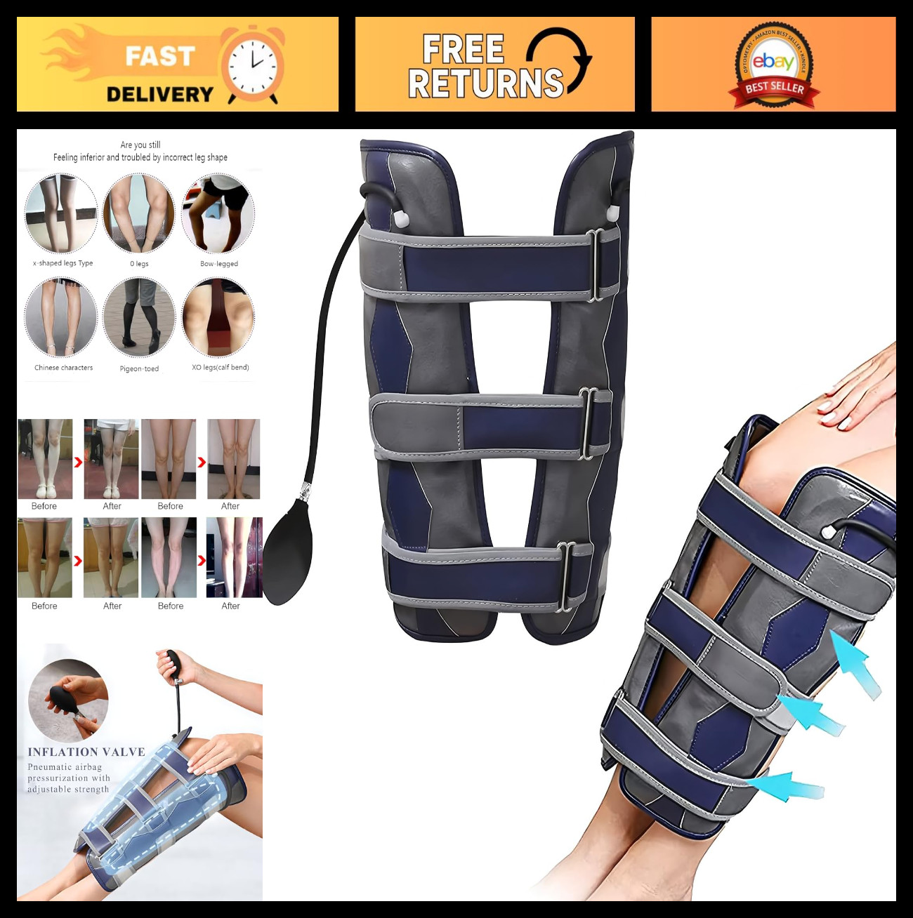 Adjustable Posture Corrector Belt – O/X Leg Correction Bandage for Kids & Adults