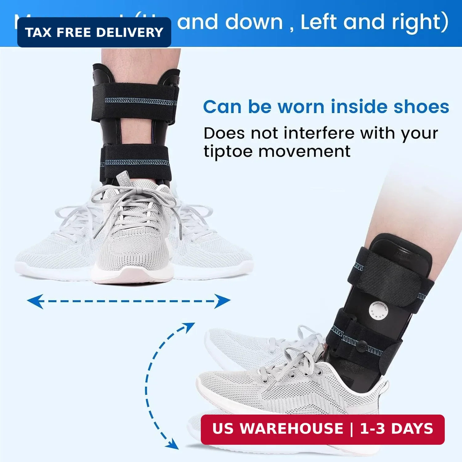 Velpeau Air Gel Foam Ankle Stabilizer Support Brace for Sprained Ankle, Ligament