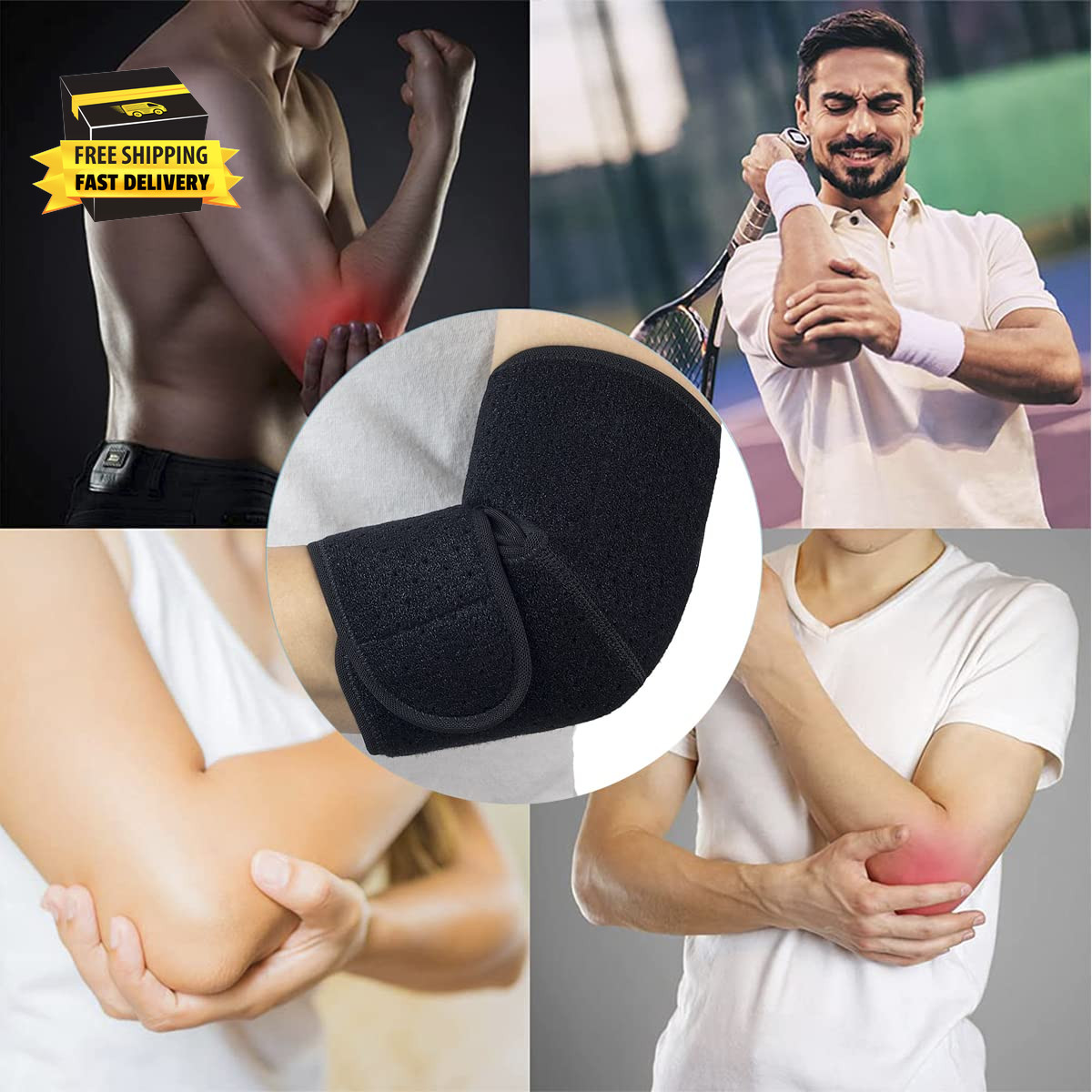 Adjustable Elbow Brace for Men & Women – Instant Pain Relief for Tennis Elbow, G