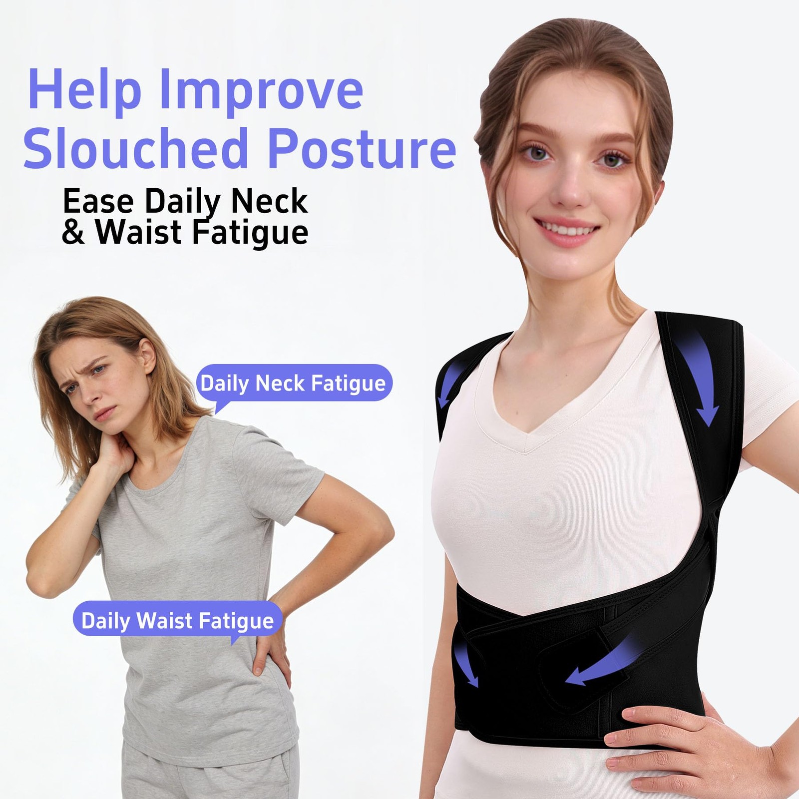 Ycctvar Back Brace Posture Corrector for Women and Men Upgraded Medium, Black