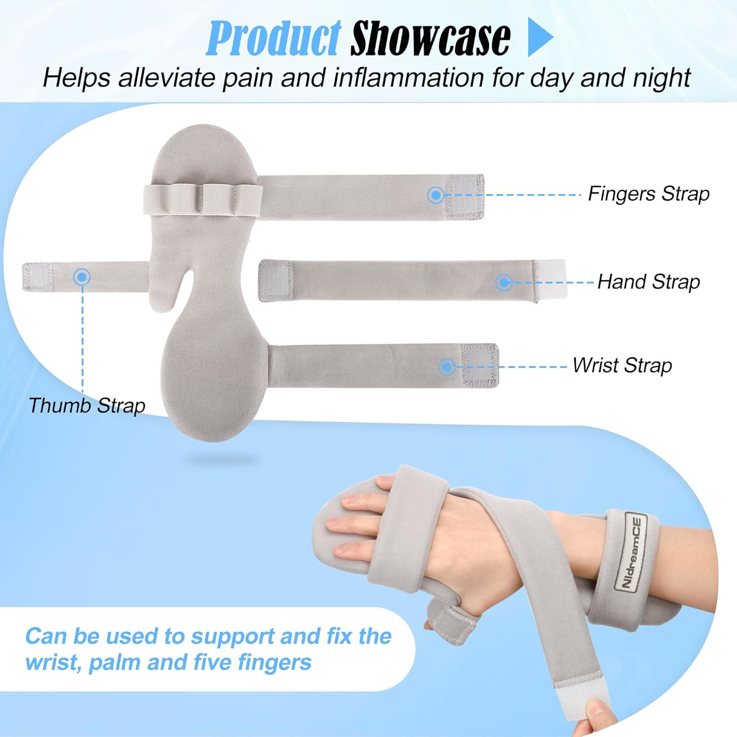 Resting Hand Splints for Straightening Fingers,Carpal Tunnel Wrist Brace Night I