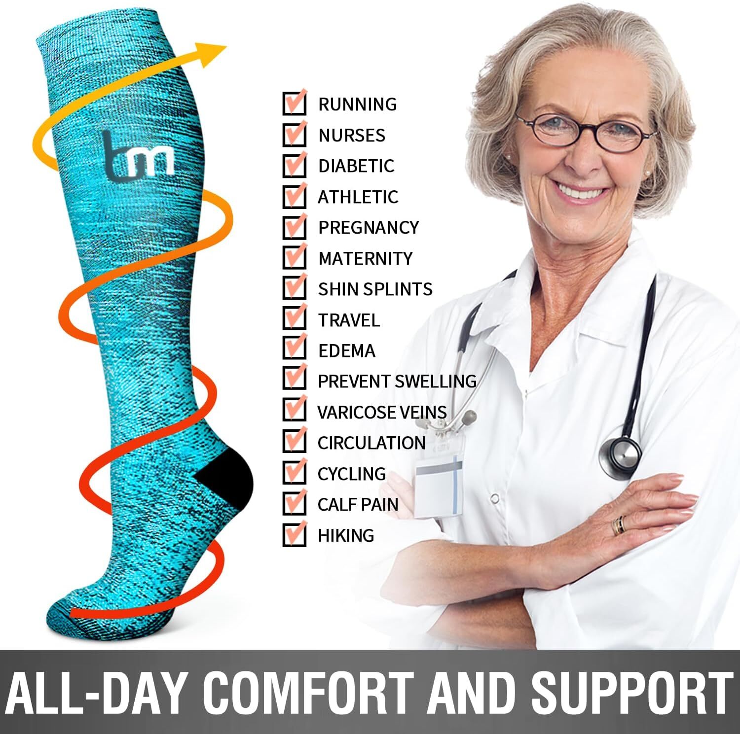 Copper Compression Socks Large X Large 6 Pack Enhanced Circulation Support