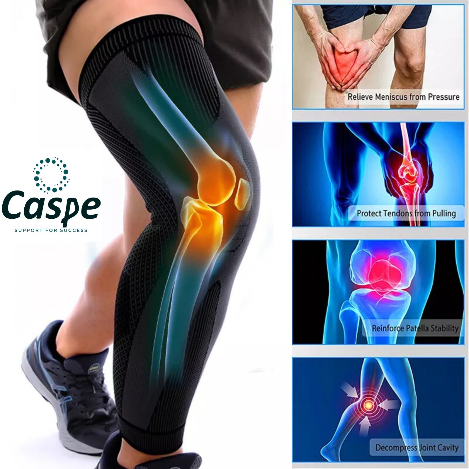 Knee Sleeve Compression Support Full Leg Brace Sport Arthritis Relief Joint Pain