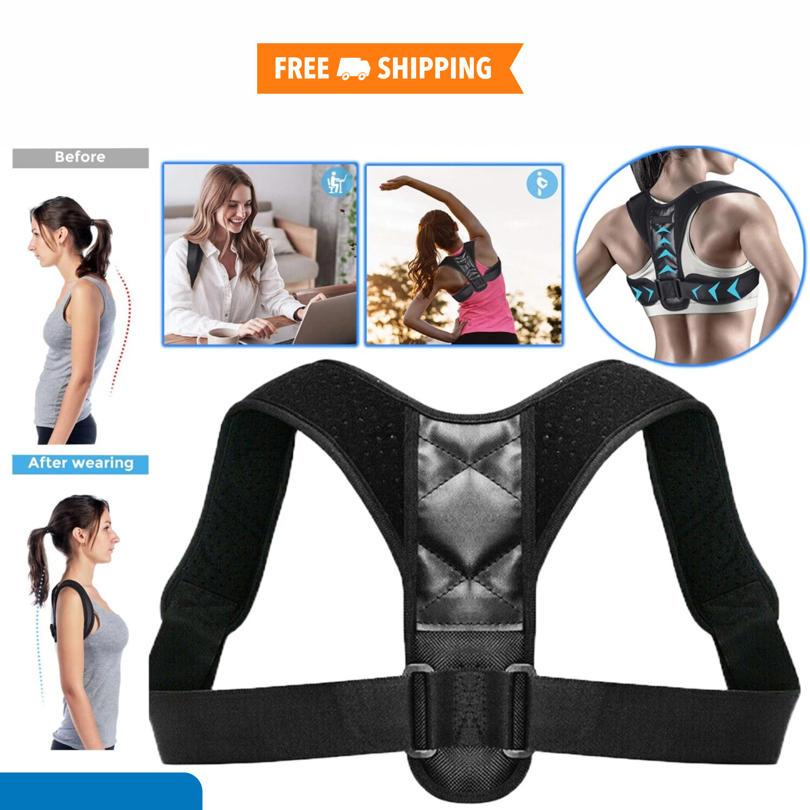 Posture Corrector Adjustable Back Brace Shoulder Support Clavicle Belt Men Women