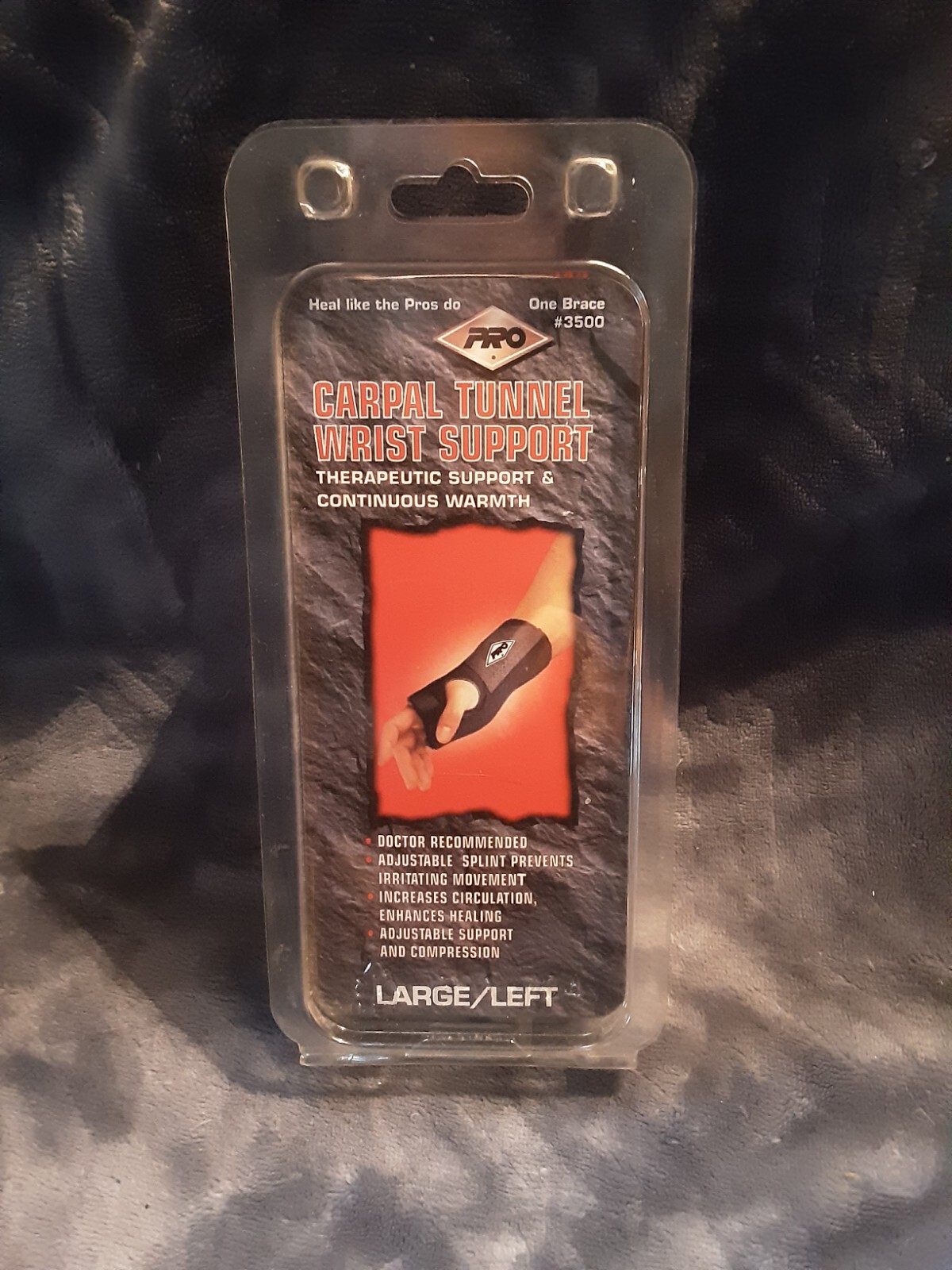 PRO Carpal Tunnel Wrist Support Brace #3500 – Large/Left – Black