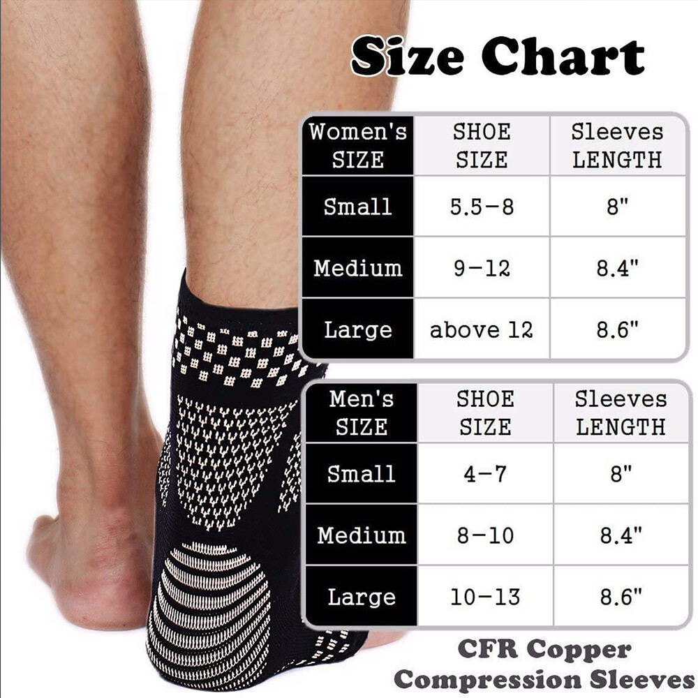 Copper Ankle Support Compression Sleeve Brace Plantar Fasciitis Socks for Sports