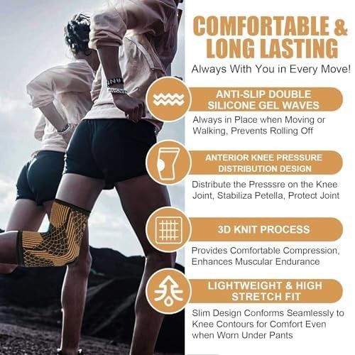 2-Pack Copper Knee Compression Sleeve – Pain Relief & Stability for Active Ad…