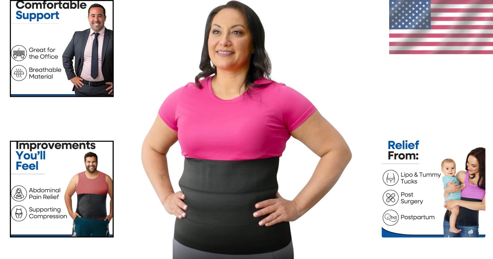 Postpartum Belly Band Wrap & Hernia Support for Men & Women | L/XL Comfort