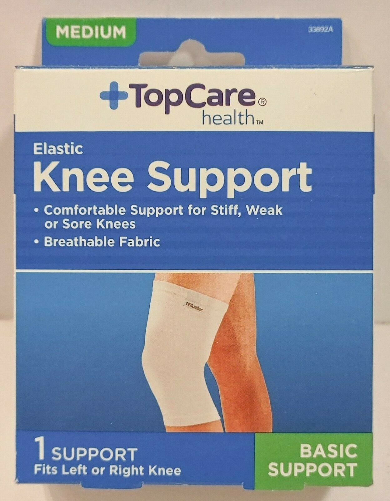 Top Care – Elastic Knee Support – Size Medium – For Either Right or Left Knee