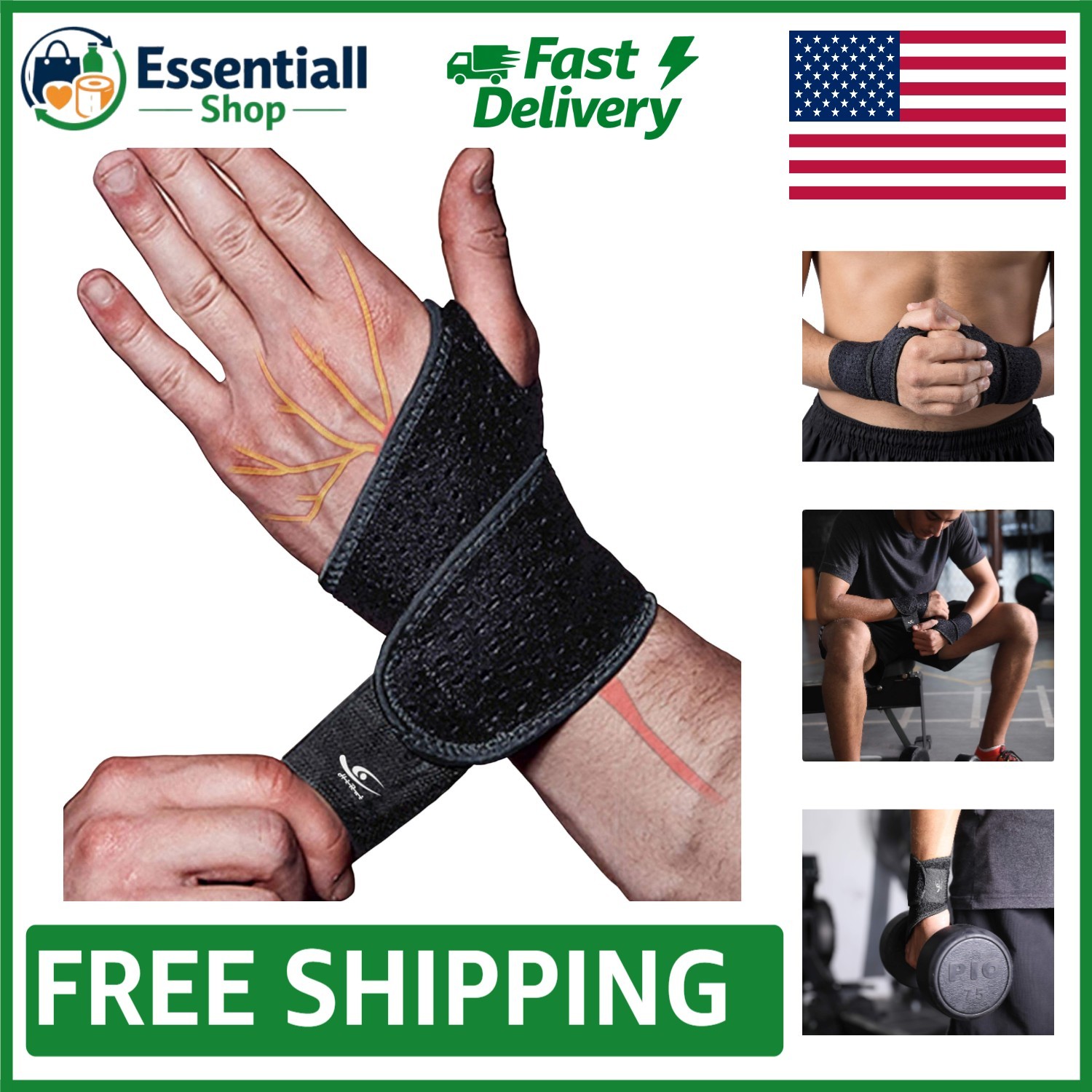 Wrist Support Brace – 2 Pack Comfortable Compression for Fitness & Weightlifting