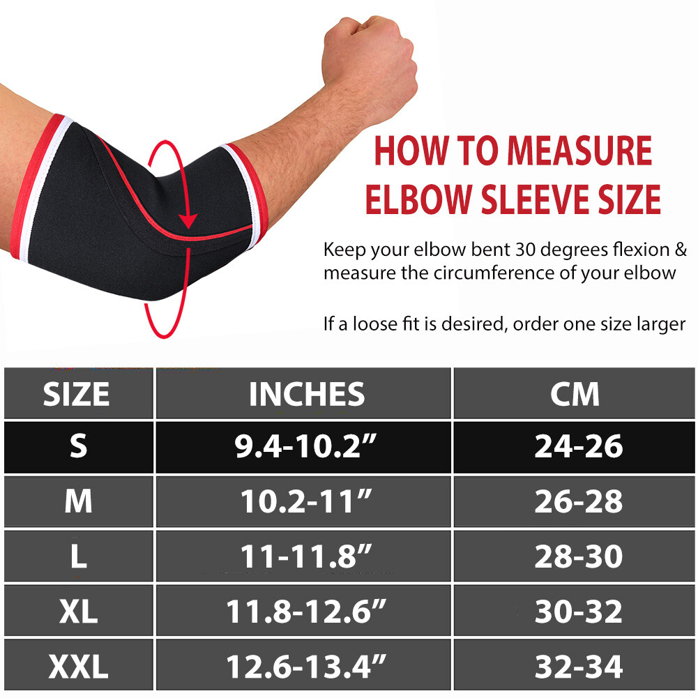 2x Elbow Compression Sleeves Neoprene 5mm Weightlifting Gym Power Weight lifting