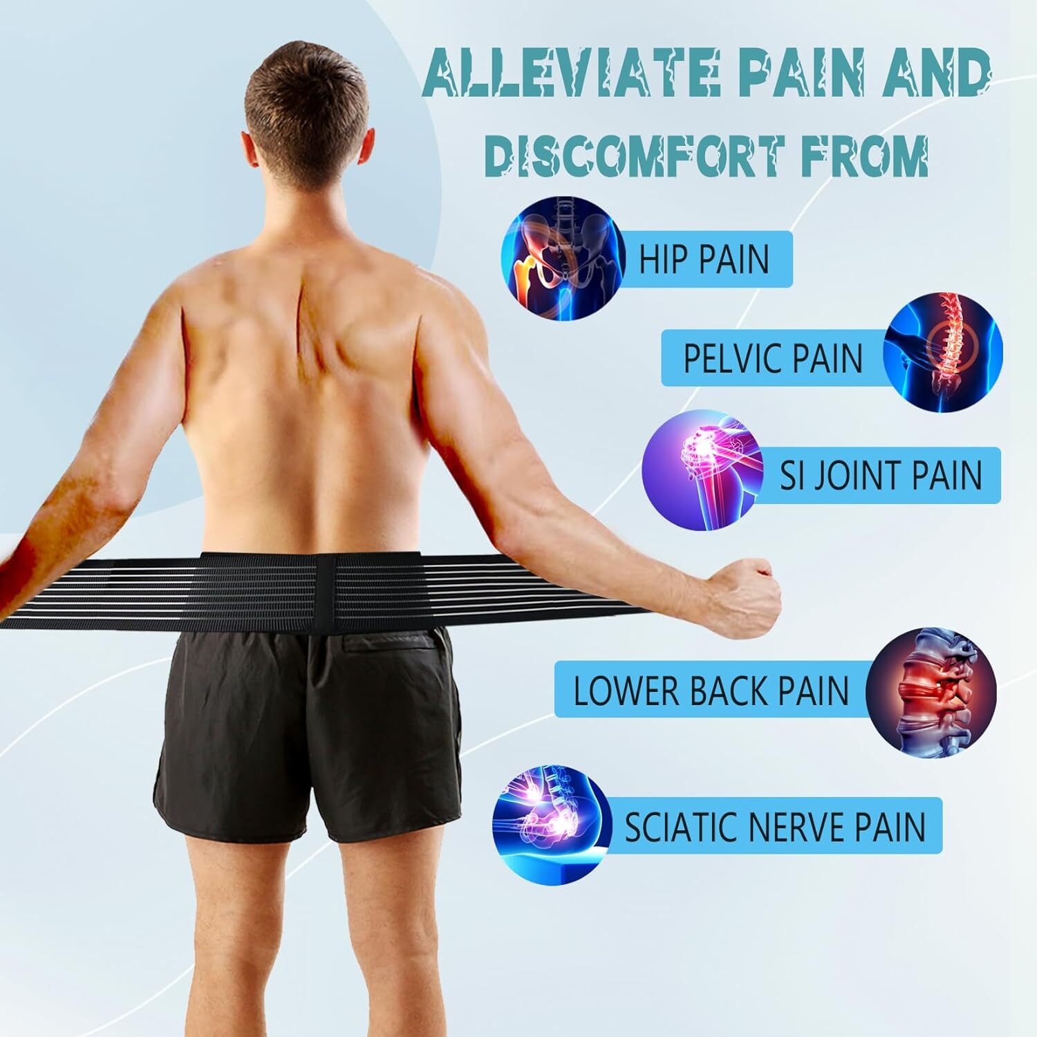 Function Belt Lower Back Support Sacroiliac SI Hip Belt Pelvic Pain Relief Strap