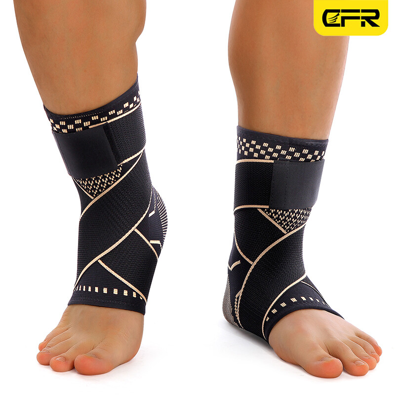 Copper Ankle Support Brace Compression Sleeve Plantar Foot Fasciitis Wrap Sports