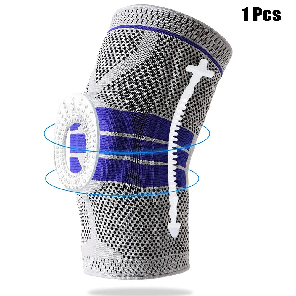 Silicone Padded Knee Pads Supports Brace Basketball Fitness Meniscus Patella