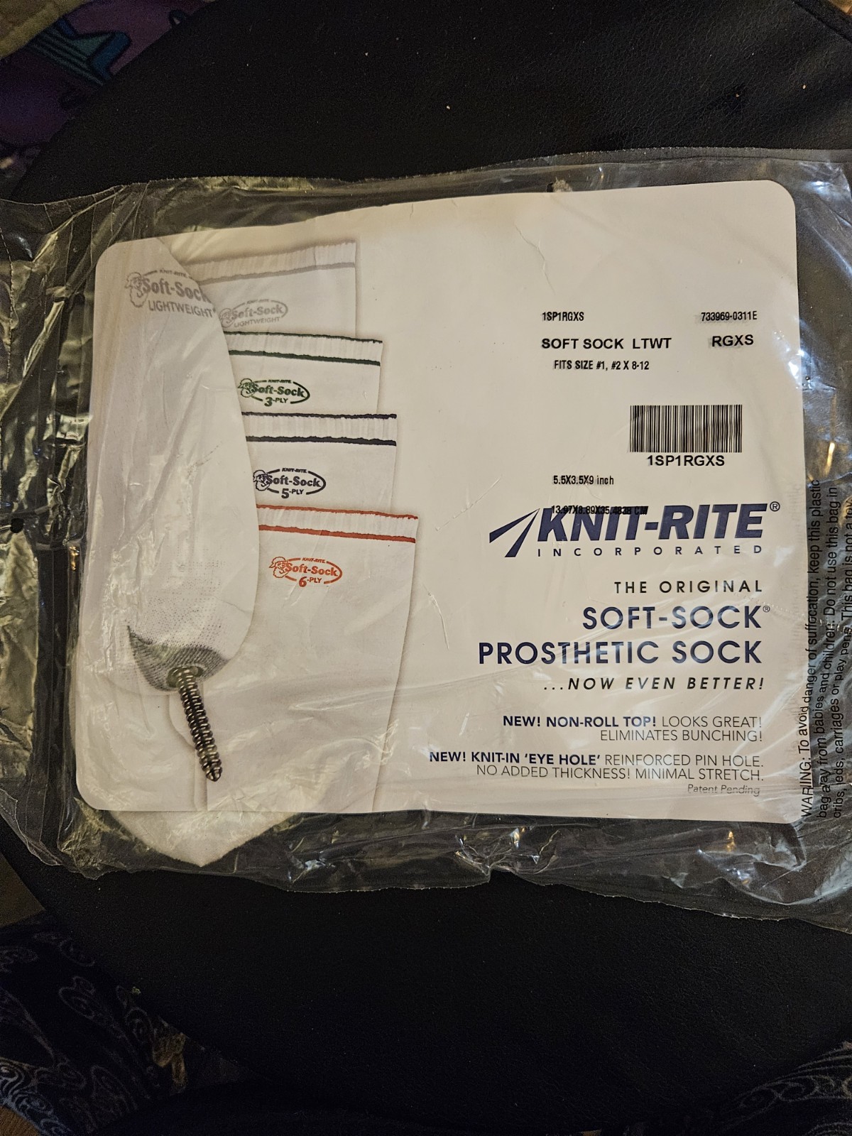 Knit-Rite SOFT SOCK LTWT HOLE Prosthetic Sock – Fits #1, #2 x 8-12 NEW