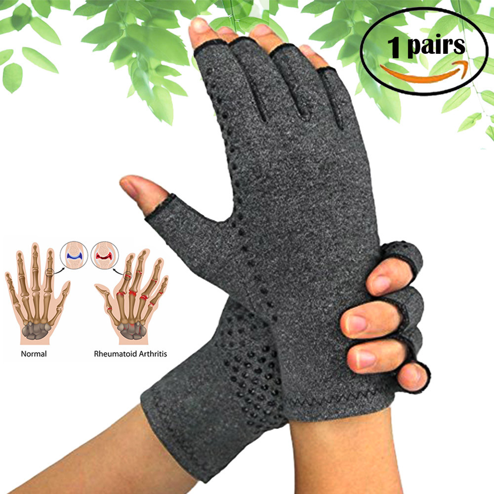Pair Copper Anti Arthritis Gloves Hand Support Pain Relief Finger Compression P6