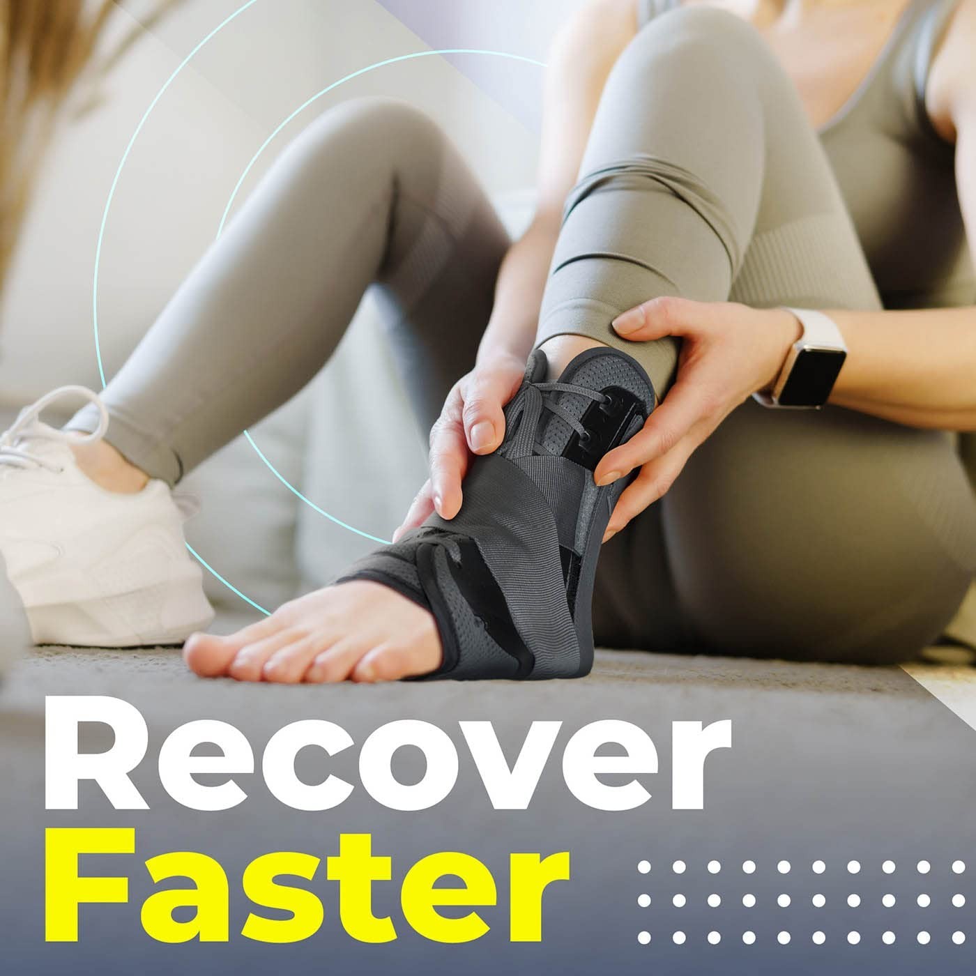 Lace-Up Adjustable Ankle Brace – Ideal for Running & Basketball – Gray Large