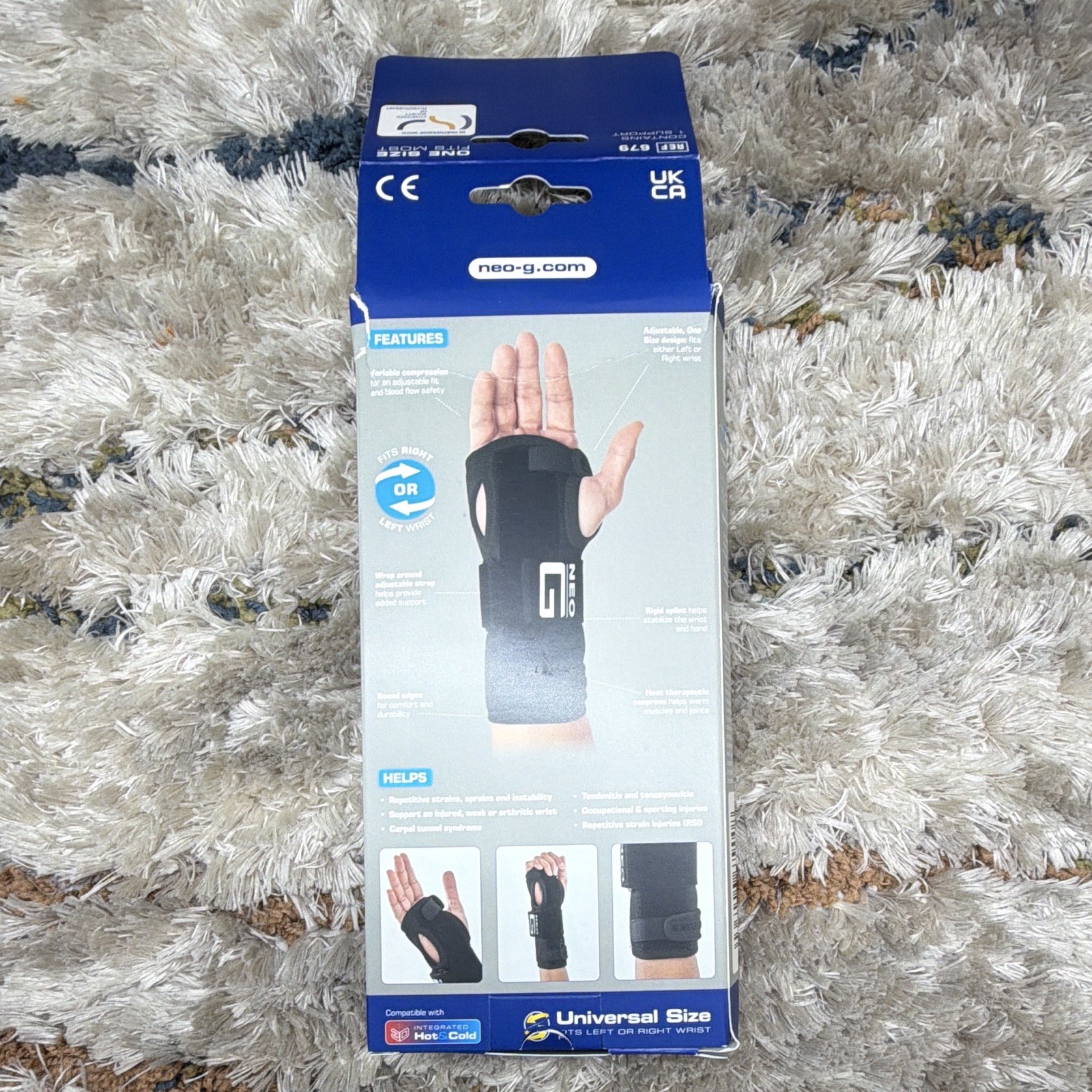 Neo G Easy-Fit Wrist Brace Black Universal Size Adjustable