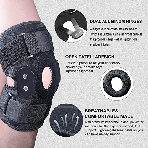 Hinged Knee Brace Knee Support Wrap for Sprains,ACL,MCL,Meniscus Tear, Arthritis