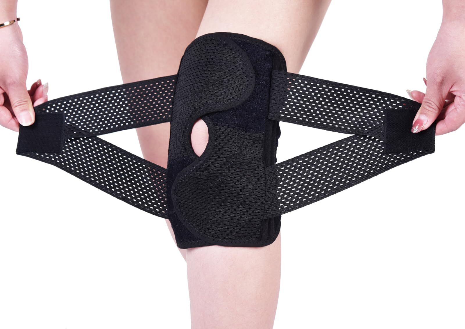 Knee Brace Adjustable Compression Sleeve Meniscus Tear Side Stabilizers Black M