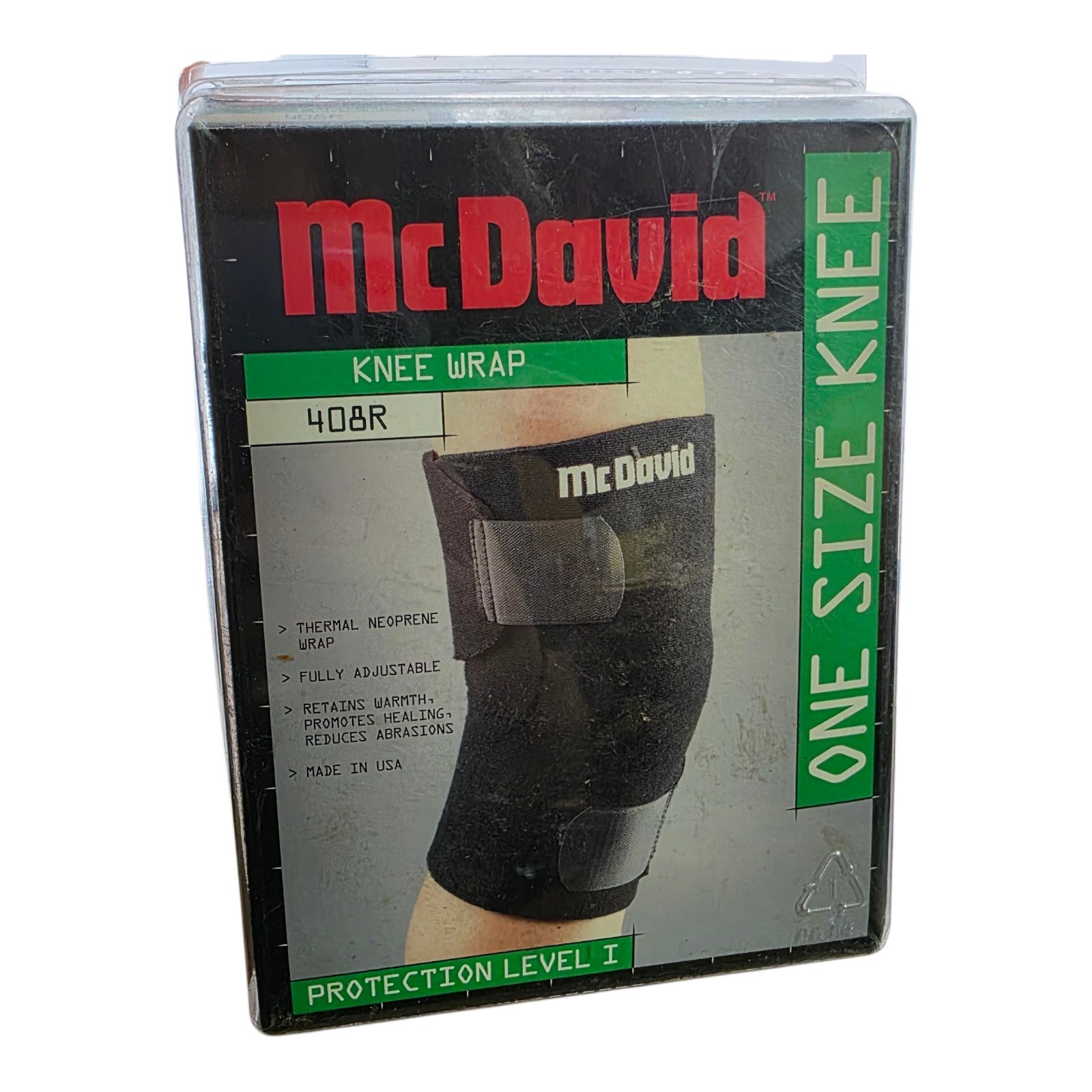 McDavid Knee Wrap Level 1 One Size Fit Adjustable #408R Thermal Neoprene USA NEW