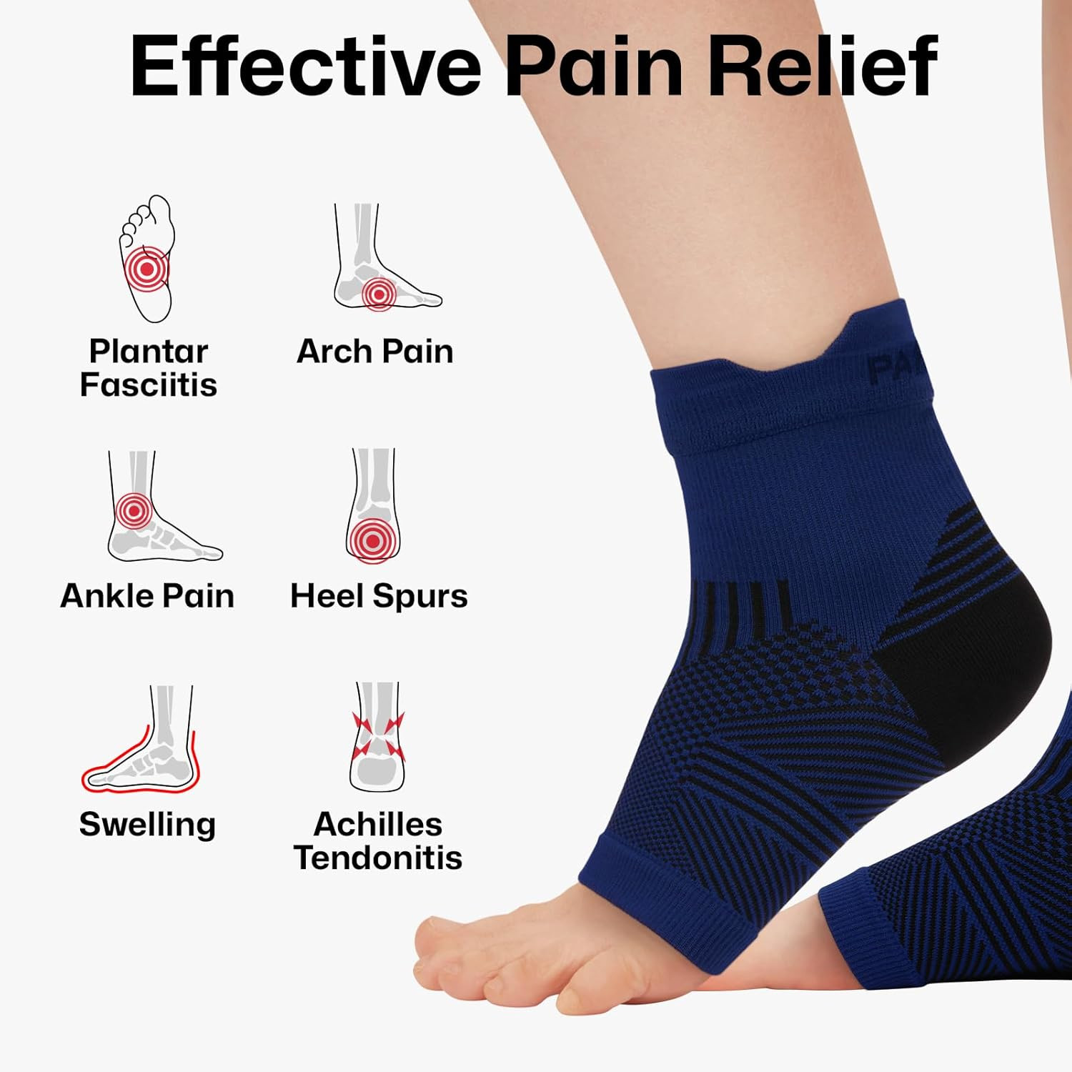 6 Pairs Plantar Fasciitis Socks for Achilles Tendonitis Relief – Ankle Compressi