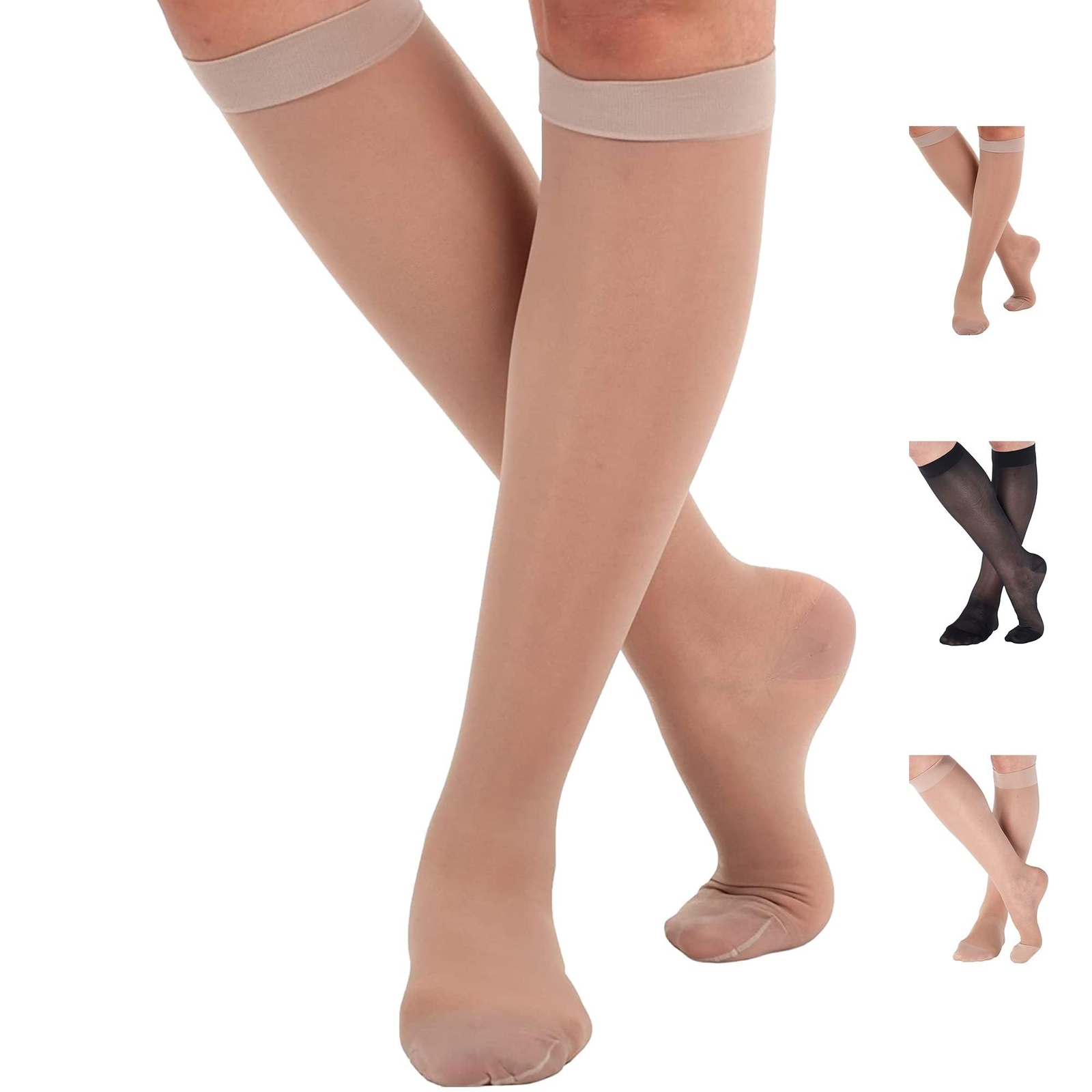Made in USA – Sheer Compression Socks for Women Circulation 20-30mmHg – A205