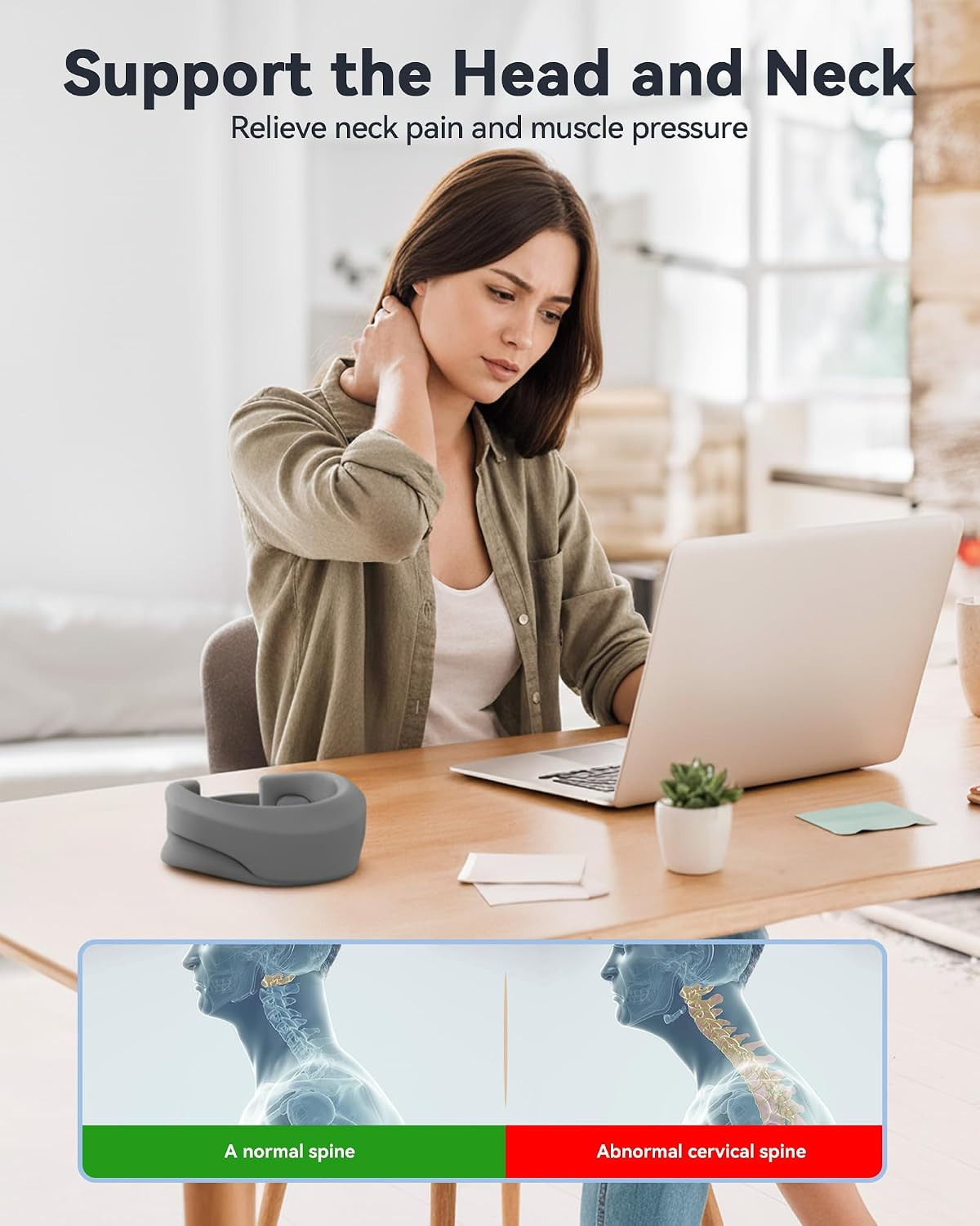 Heated Neck Brace Cervical Collar, Neck Support Brace with Heating Pad | Soft Fo