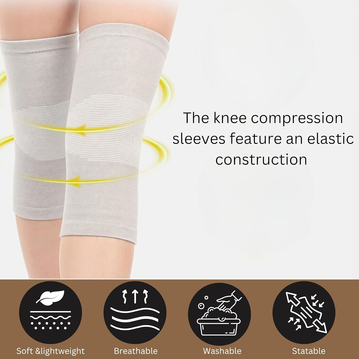 2-Pack Bamboo Knee Compression Sleeve for Men and Women, Compression Knee Sle…