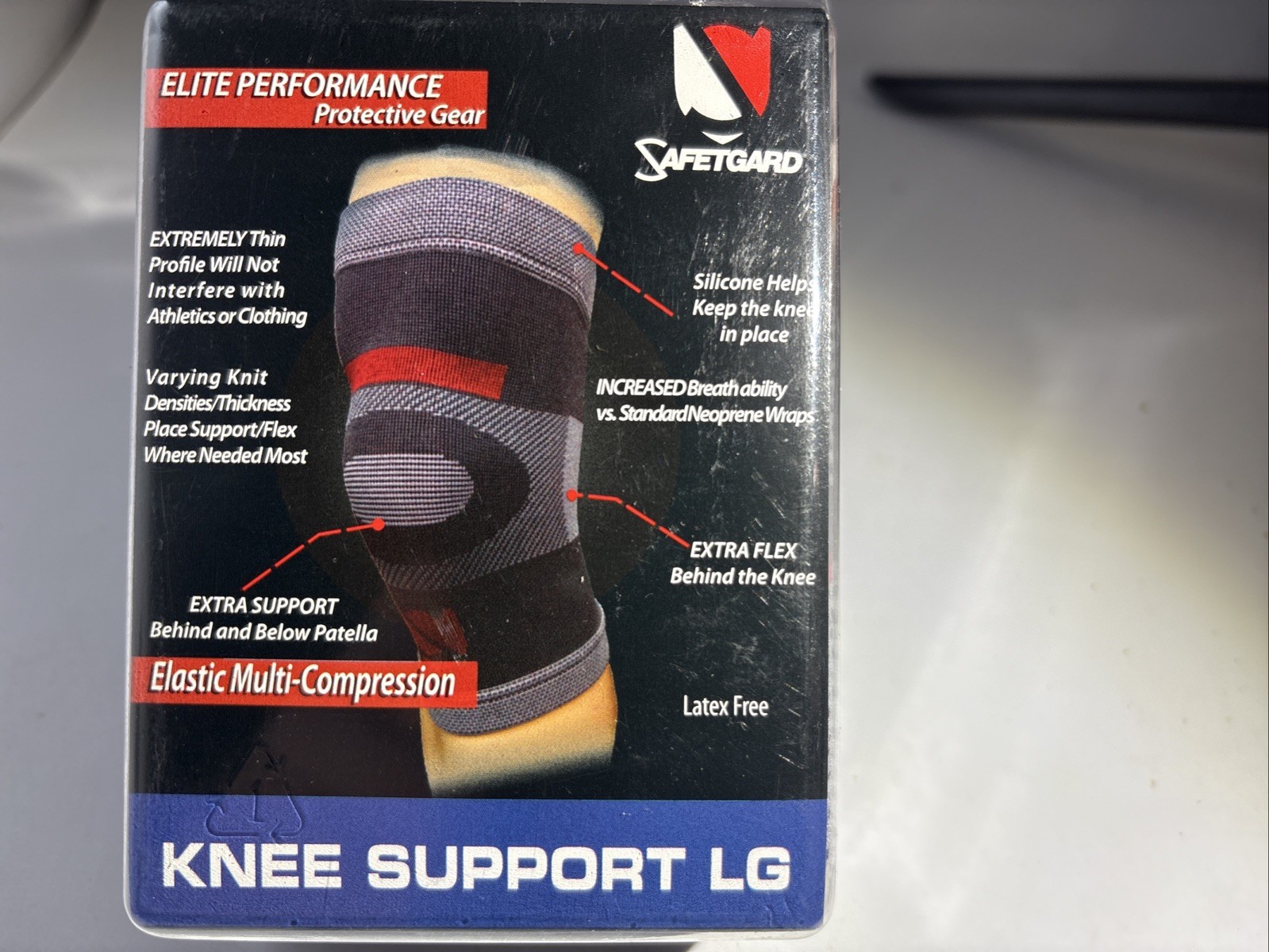 Safetgard All Sports(Football/Baseball)Compress Knee Support Large 17.5”-19”NEW